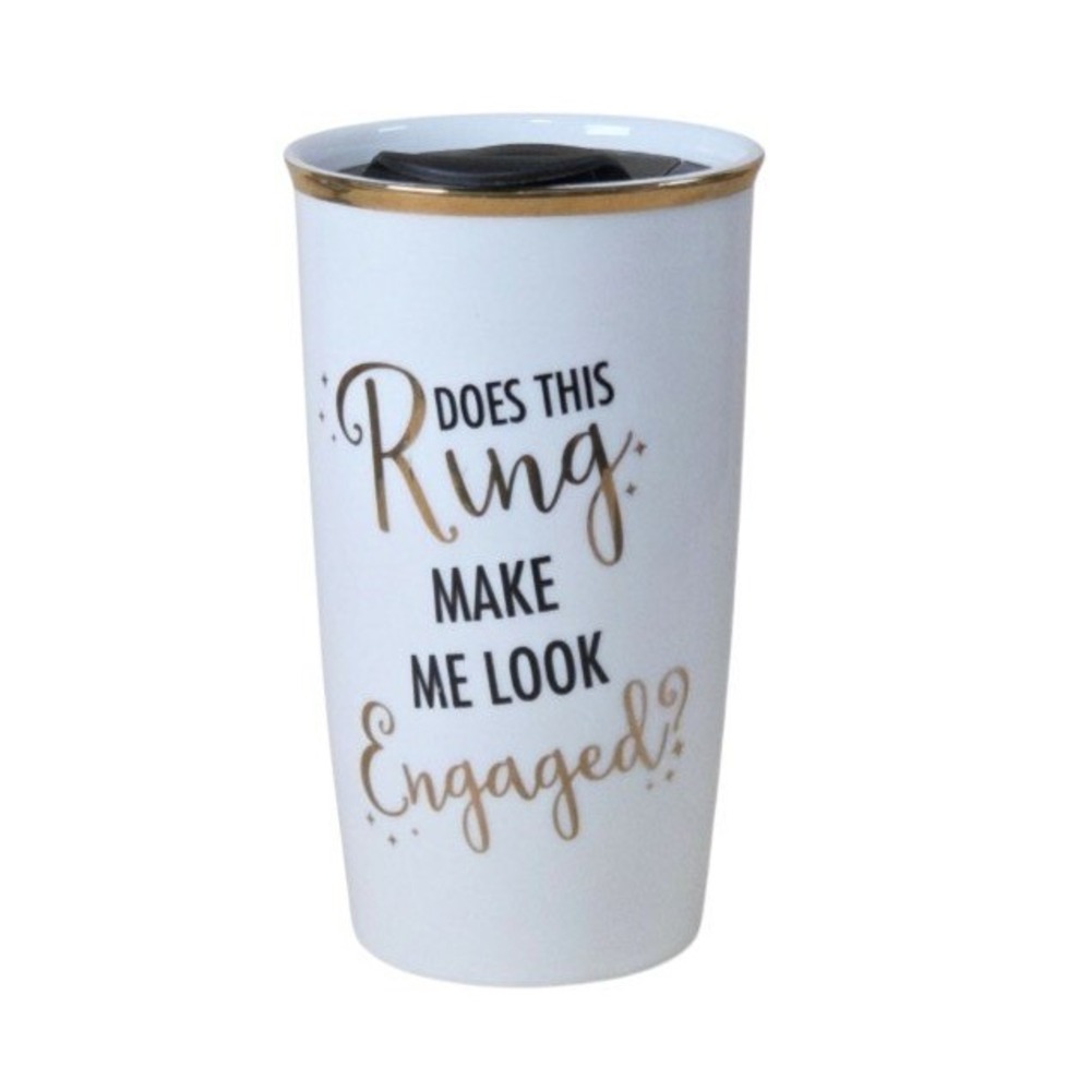 Mary Square Engaged Travel Mug Does This Ring Make Me Look Engaged Gold 16oz New